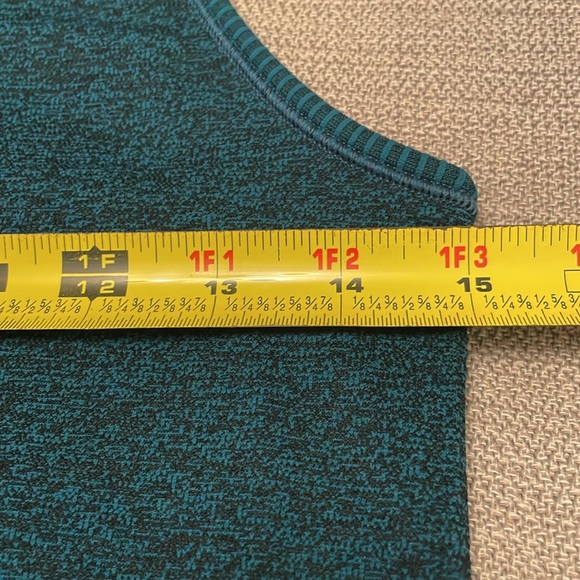 ATHLETA Athletic Racerback Tank Top Small Ruched Sides Heather Blue & Black - Picture 7 of 12